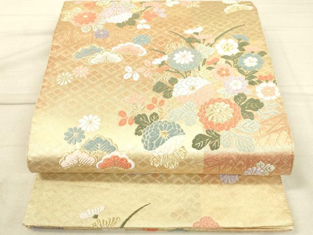 平和屋着物◎六通柄袋帯 唐織 花松文 金糸 逸品 DAAJ4742tw