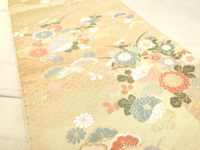 平和屋着物◎六通柄袋帯 唐織 花松文 金糸 逸品 DAAJ4742tw