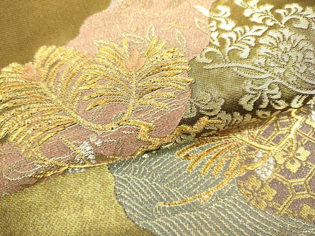 平和屋着物●六通柄袋帯 道長つなぎ松 金糸 引箔 正絹 逸品 DAAJ5572du