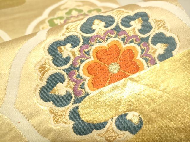 平和屋着物●六通柄袋帯 唐織 正倉院花文 金糸 正絹 逸品 DAAJ5675du