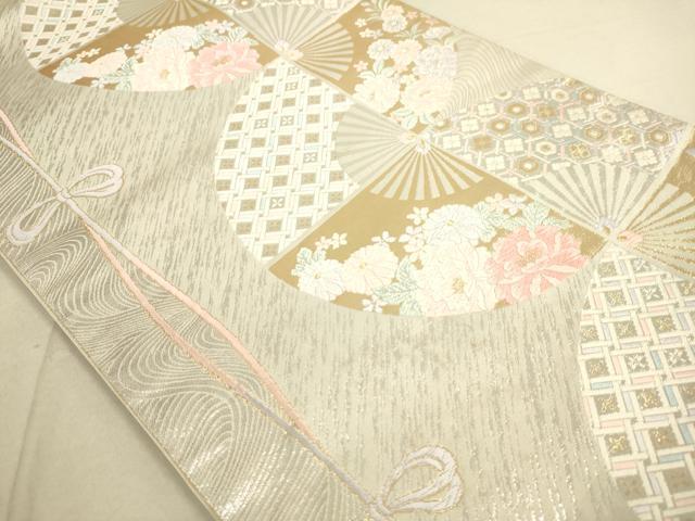 平和屋着物◎六通柄袋帯 唐織 扇面花文 金銀糸 逸品 DAAJ7510fc