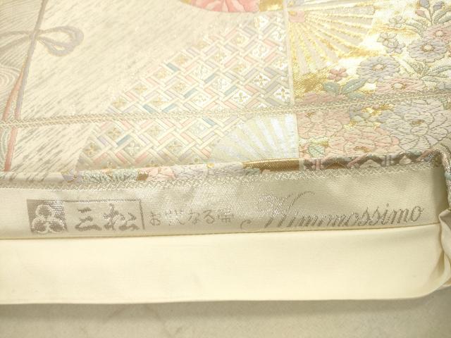 平和屋着物◎六通柄袋帯 唐織 扇面花文 金銀糸 逸品 DAAJ7510fc