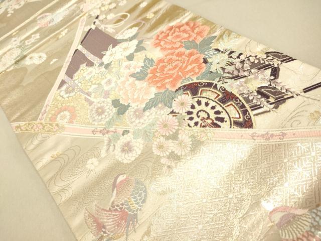 平和屋着物◎六通柄袋帯 唐織 几帳花車文 金糸 正絹 逸品 DAAJ7617fc