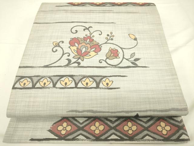 平和屋着物◎六通柄袋帯 明日香 更紗花文 正絹 逸品 DAAJ7813fc