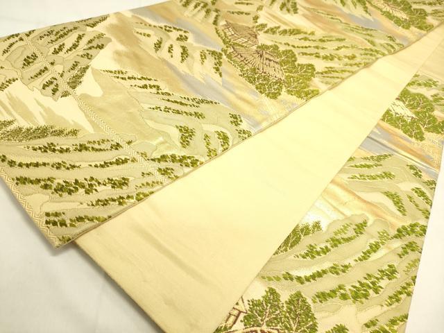 平和屋着物◎六通柄袋帯 風景山文 金糸 正絹 逸品 DAAJ7915fc