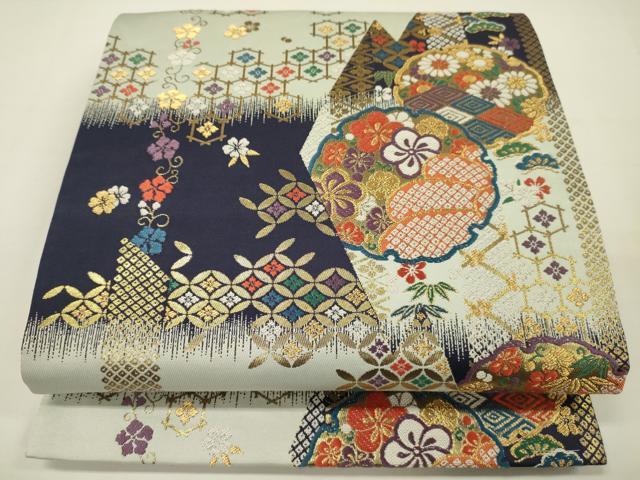 平和屋着物●六通柄袋帯 彩遊小袖 雪輪吉祥花文 金糸 正絹 逸品 DAAJ8719jm