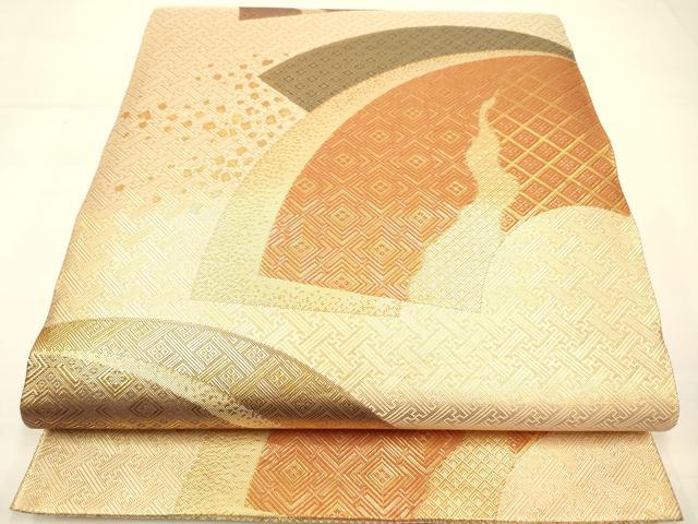 平和屋着物◎佐賀錦 両面 六通柄袋帯 地紙重ね花文 金糸 正絹 逸品 DAAK2459zy