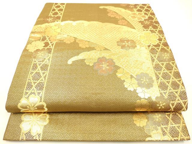 平和屋着物◎六通柄袋帯 立波花文 金糸 正絹 逸品 DAAK2468zy