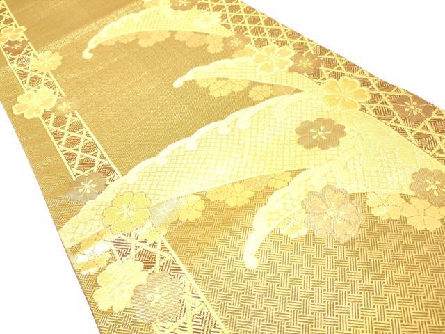 平和屋着物◎六通柄袋帯 立波花文 金糸 正絹 逸品 DAAK2468zy