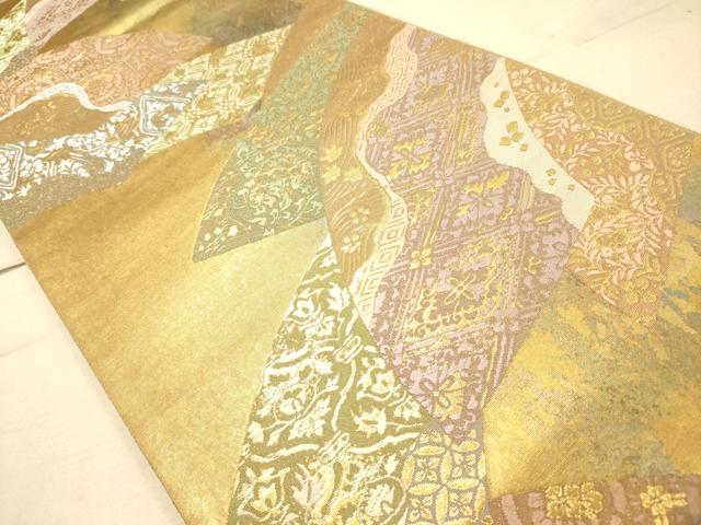 平和屋着物◎六通柄袋帯 唐織 地紙重ね吉祥花文 金糸 引箔 正絹 逸品 DAAK2560ob