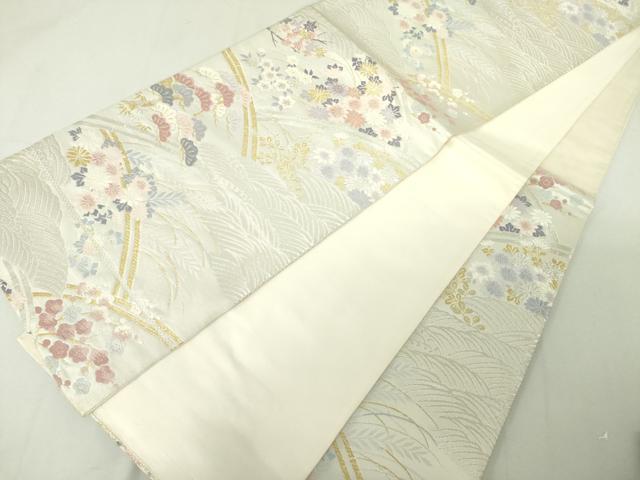 平和屋着物◎六通柄袋帯 唐織 立波花松文 金銀糸 正絹 逸品 DAAK2635ob