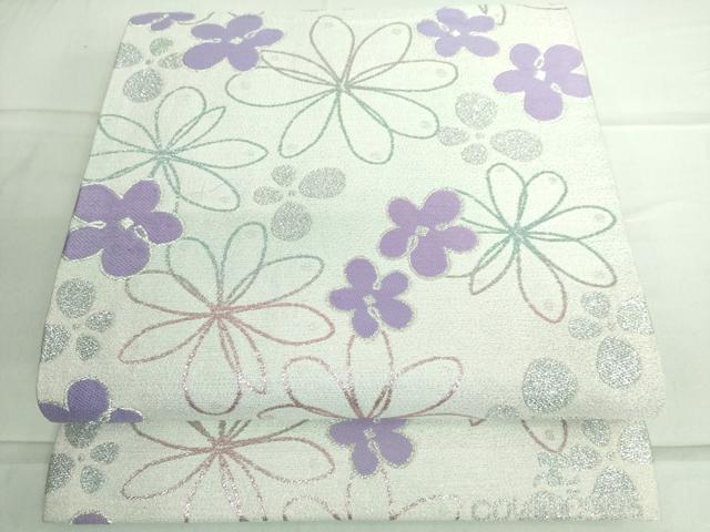平和屋着物●COURREGES・クレージュ 六通柄袋帯 舞花文 銀糸 正絹 逸品 DAAK4301ic