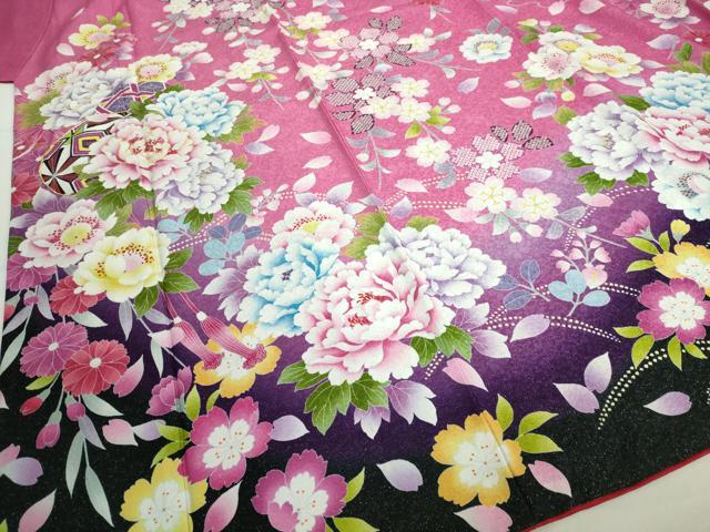 平和屋着物●豪華振袖・長襦袢(無双仕立て)セット 駒刺繍 枝垂れ桜 花手毬 暈し染め 銀通し地 半衿刺繍 逸品 DAAK4883ic