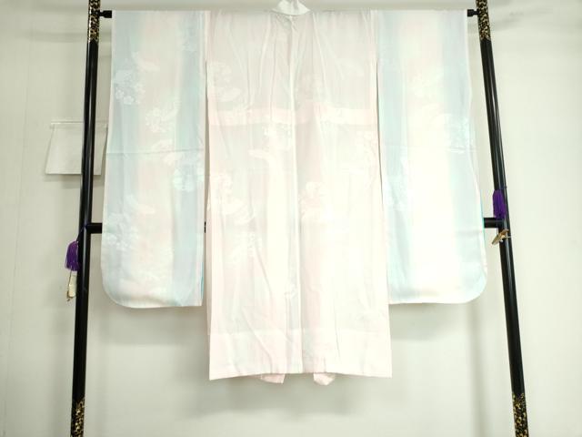 平和屋着物●豪華振袖・長襦袢(無双仕立て)セット 駒刺繍 枝垂れ桜 花手毬 暈し染め 銀通し地 半衿刺繍 逸品 DAAK4883ic