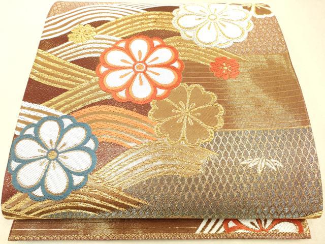 平和屋着物◎六通柄袋帯 舞花文 金銀糸 正絹 逸品 DAAK5505re