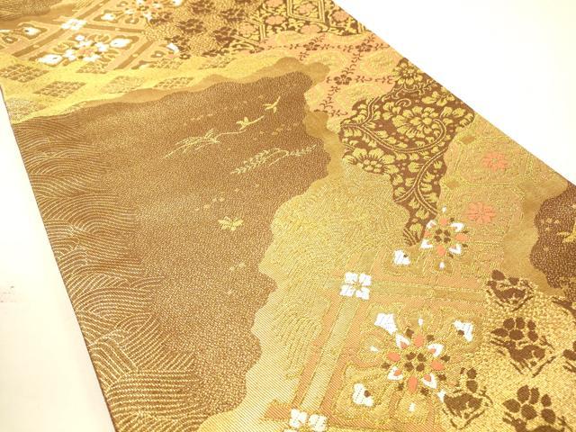 平和屋着物◎六通柄袋帯 道長花菱文 金糸 正絹 逸品 DAAK5620re