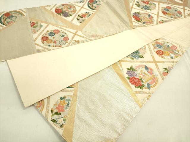 平和屋着物◎六通柄袋帯 唐織 裂取天井絵文 金銀糸 正絹 逸品 DAAK5699re