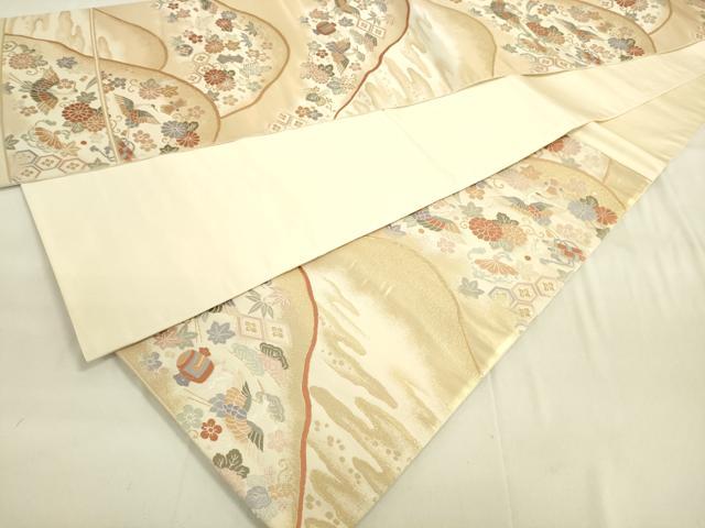 平和屋着物◎六通柄袋帯 唐織 雲取花鳥小袖文 金糸 正絹 逸品 DAAK5705re