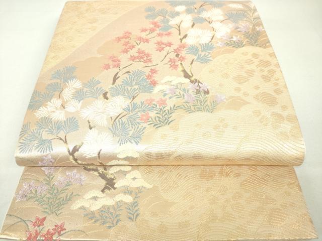 平和屋着物◎六通柄袋帯 唐織 枝花文 金糸 正絹 逸品 DAAK7509xg