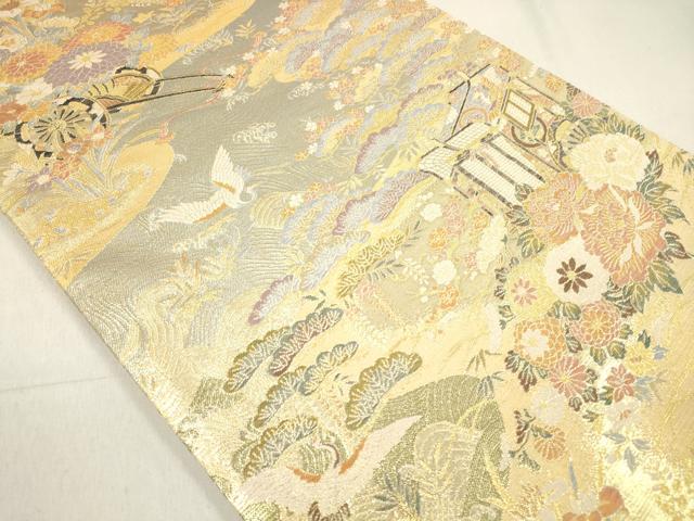 平和屋着物◎六通柄袋帯 御所車花丸文 金糸 正絹 逸品 DAAK7611xg