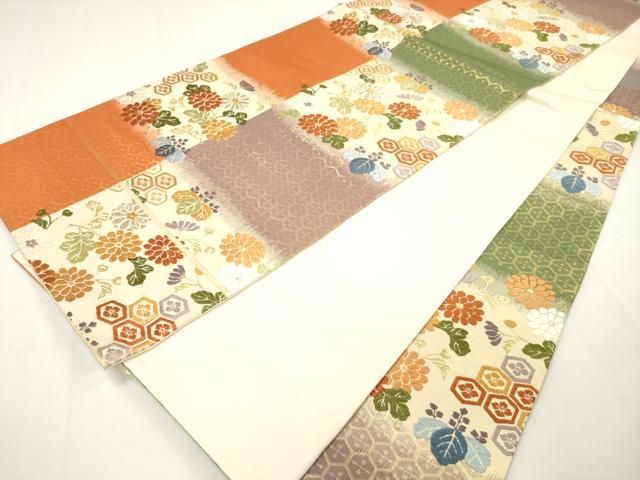 平和屋着物◎六通柄袋帯 唐織 吉祥草花文 金銀糸 正絹 逸品 DAAK7709xg