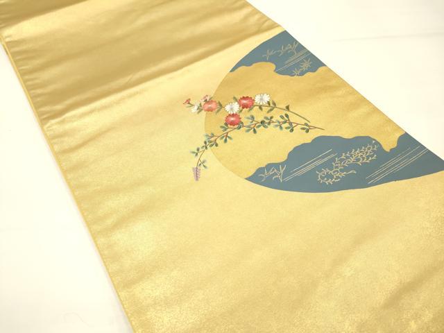 平和屋着物◎太鼓柄袋帯 刺繍 草花文 金糸 金彩 正絹 逸品 DAAK8093bc