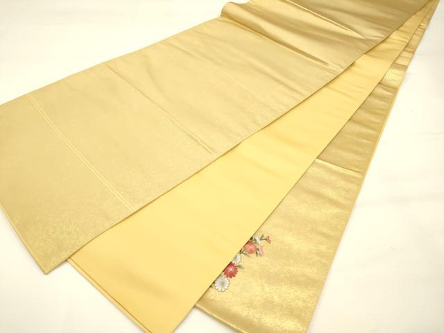 平和屋着物◎太鼓柄袋帯 刺繍 草花文 金糸 金彩 正絹 逸品 DAAK8093bc
