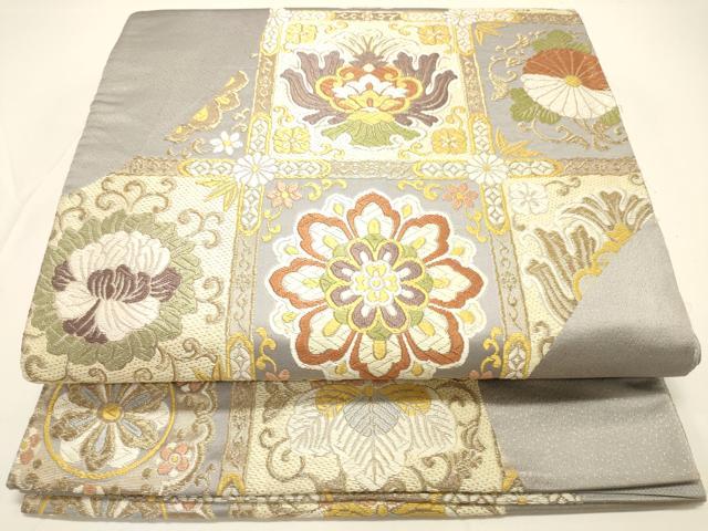 平和屋着物◎六通柄袋帯 九百唐織 天井草花文 金糸 正絹 逸品 DAAK8224bc