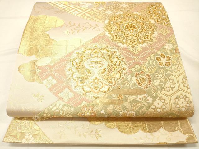 平和屋着物◎六通柄袋帯 絵巻吉祥草花文 金糸 正絹 逸品 DAAK8497bc