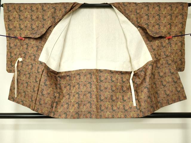 平和屋着物■道行コート 洋花文 正絹 逸品 DAAK9056cm