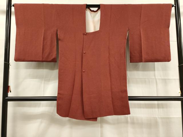 平和屋着物■道行コート 茜色 鬼しぼ縮緬 正絹 逸品 DAAK9303cm