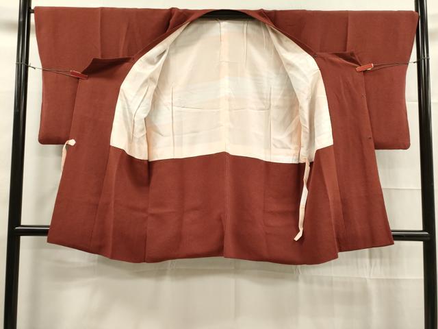 平和屋着物■道行コート 茜色 鬼しぼ縮緬 正絹 逸品 DAAK9303cm