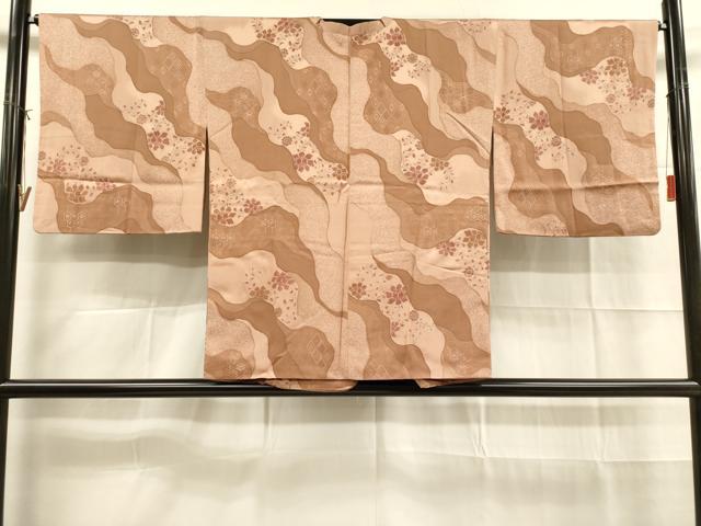 平和屋着物■道行コート 地紋起こし 花唐草文 正絹 逸品 DAAK9327cm
