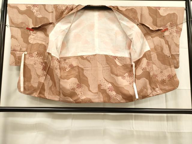 平和屋着物■道行コート 地紋起こし 花唐草文 正絹 逸品 DAAK9327cm