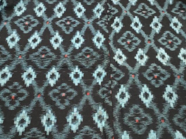 平和屋着物∞和装コート 久留米絣 単衣 綿 花菱文 逸品 DAAK9357cm