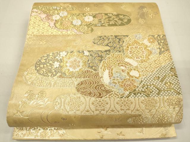 平和屋着物■六通柄袋帯 流水霞錦文 金糸 引箔 正絹 逸品 DAAL0321we