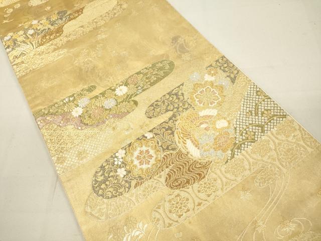 平和屋着物■六通柄袋帯 流水霞錦文 金糸 引箔 正絹 逸品 DAAL0321we