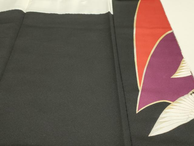 平和屋着物■豪華黒留袖 作家物 駒刺繍 飛鶴花文 金銀彩 正絹 逸品 DAAL1362ma
