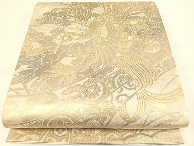 平和屋着物◎六通柄袋帯 束ね熨斗鳳凰花文 金糸 正絹 逸品 DAAL3067qp