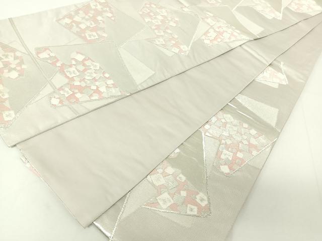 平和屋着物◎六通柄袋帯 箔散らし色紙重ね文 銀糸 正絹 逸品 DAAL3598cd