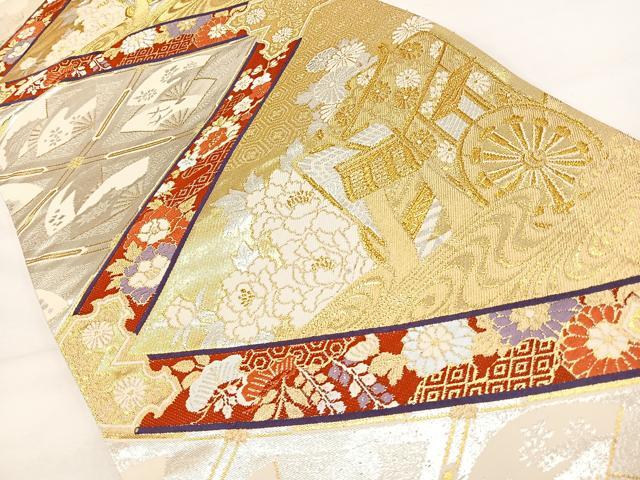 平和屋着物◎六通柄袋帯 御所車吉祥花文 金銀糸 正絹 逸品 DAAL3624cd