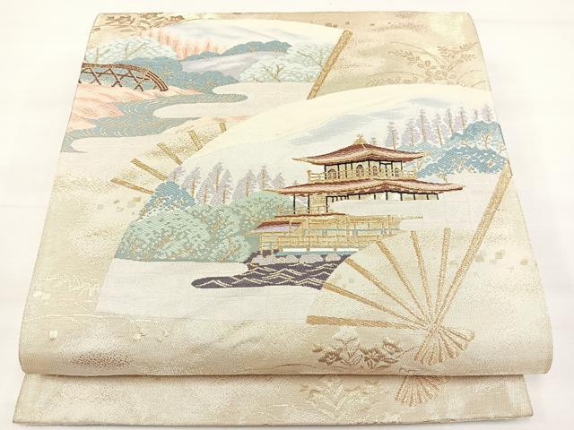 平和屋着物◎六通柄袋帯 京洛百景文 金糸 正絹 逸品 DAAL3712cd