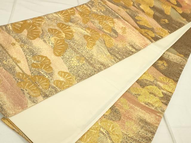 平和屋着物◎六通柄袋帯 老松 金糸 正絹 逸品 DAAL3850cd