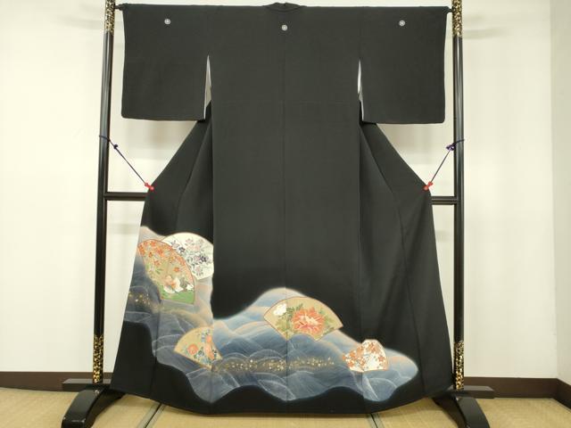 平和屋着物■豪華黒留袖 地紙花鳥文 正絹 逸品 DAAL4630tw