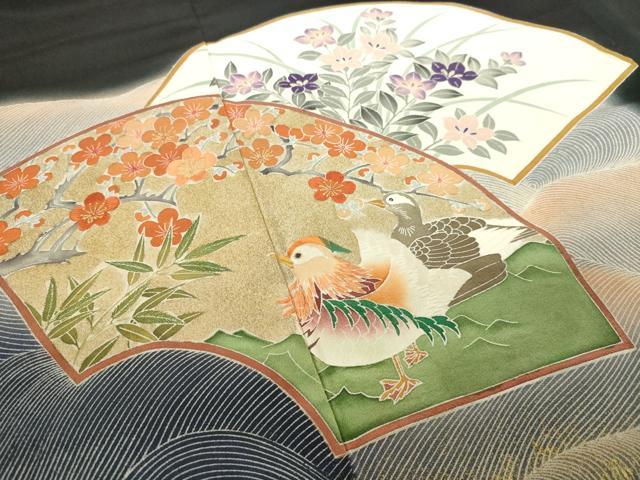 平和屋着物■豪華黒留袖 地紙花鳥文 正絹 逸品 DAAL4630tw