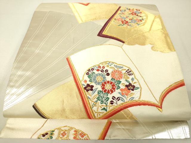 平和屋着物◎六通柄袋帯 唐織 冊子草花文 金銀糸 正絹 逸品 DAAL6037fc