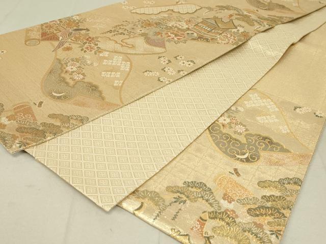 平和屋着物◎佐賀錦 六通柄袋帯 蒔絵花鳥文 金銀糸 正絹 逸品 DAAL6289fc