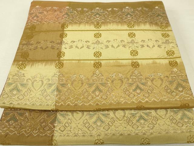 平和屋着物◎全通柄袋帯 横段飾花文 銀糸 正絹 逸品 DAAL6308fc