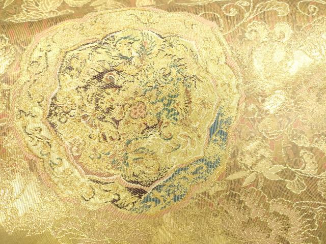平和屋着物■六通柄袋帯 流水草花文 金糸 正絹 逸品 DAAM0425sf