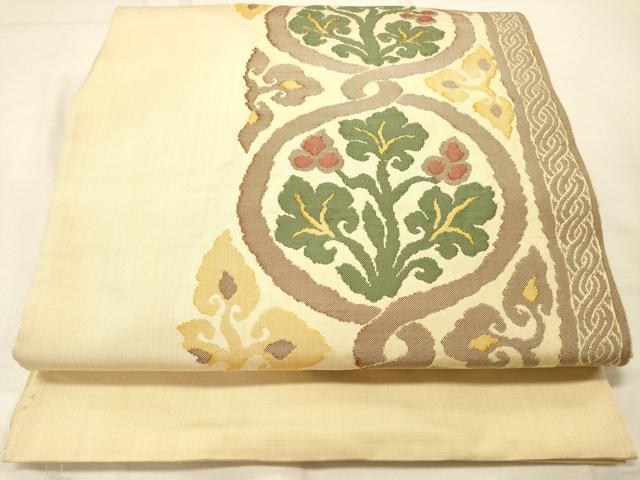 平和屋着物◎太鼓柄袋帯 花唐草文 正絹 逸品 DAAM0508bc